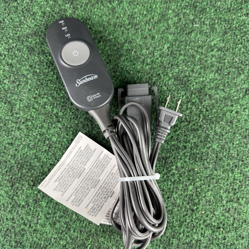 Sunbeam AA85 3-Prong Electric Heated Throw Blanket OEM Controller Power Cord